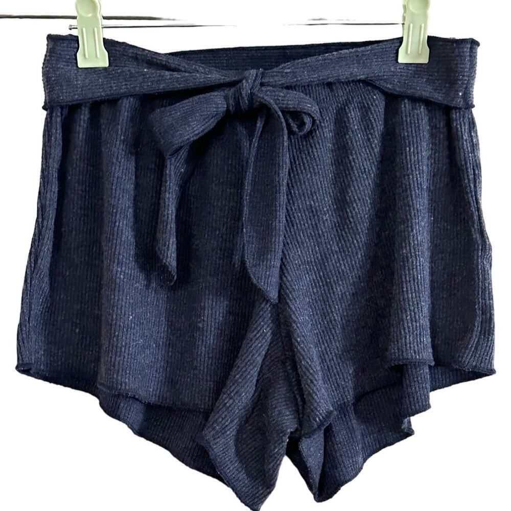 CHASER Revolve Heathered Navy Blue Tie-Waist Ribbed Shorts - Sz Small - NWT
